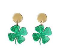 Miaija St. Patrick's Day Earrings Vintage Clover Dangle Earrings Shiny Lucky Acrylic Earrings Charm Irish Party Gift for Women Girls Green