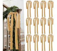 Miaikoe 12 Pcs Large Velvet Christmas Swag Bows 60x40 cm Rustic Staircase Wreath Fireplace Vintage Bows for Christmas Tree Topper Holiday Indoor Outdoor Decor (Khaki)