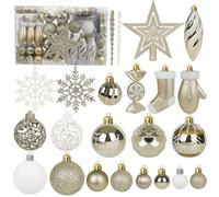 Miaikoe 135 Pcs Christmas Ball Ornaments Set, Shatterproof Plastic Assorted Pre-tied Christmas Balls for Xmas Tree Hanging Decorations Festival Party Holiday Decor (Champaign)
