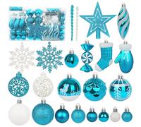 Miaikoe 135 Pcs Christmas Ball Ornaments Set, Shatterproof Plastic Assorted Pre-tied Christmas Balls for Xmas Tree Hanging Decorations Festival Party Holiday Decor (Teal)