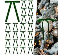 Miaikoe 24 Pcs Velvet Bows for Christmas Tree Rustic Velvet Christmas Ornaments Rustic Bows for Door Garland Wreath Gift Party Decoration (Width of 1cm,Dark Green)