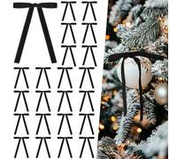 Miaikoe 24 Pcs Velvet Bows for Christmas Tree Rustic Velvet Christmas Ornaments Rustic Bows for Door Garland Wreath Gift Party Decoration (Width of 1cm,Black)