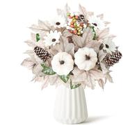 Miaikoe 2PCS Artificial Flower Decoration Maple Leaf Stem Pumpkin Branch Sunflower Berries Flower for Fall Thanksgiving Home Holiday Festival Decoration (White)