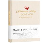 Miaikoe B5 Reasons Why I Love You Journal, A Fill-in Memory Fabric Meaningful Gifts for Couples, Her and Him Anniversary Christmas Stocking Stuffer (Beige)