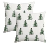 Miaikoe Christmas Cushion Covers 45x45cm Set of 2 Decorative Xmas Tree Green Throw Pillow Covers Cushion Cases for Winter Holiday Decoration Coach Sofa Living Room
