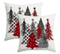 Miaikoe Christmas Cushion Covers 55x55 cm Set of 2 Christmas Tree Decorative Throw Pillow Covers Winter Christmas Cushion Cases Decor for Home Couch Sofa