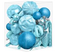Miaikoe Christmas Tree Hanging Ornaments 36 pcs Multi-Size Plastic Shatterproof Ball Ornaments Set for Christmas Holiday Winter Party Decorations (Teal)