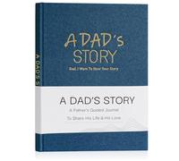 Miaikoe Dad's Life Story Journal Family Keepsake Book Linen Hardcover for Dad to Share His Memories, with 250+ Prompt Questions Book Gift for Birthday Father's Day Christmas (Blue)