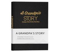 Miaikoe Grandpa's Life Story Journal Family Keepsake Linen Book for Grandpa to Share His Memories, with 250+ Prompt Questions Gift for Birthday Father's Day Christmas (Black)