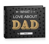 Miaikoe What I Love About Dad, 50 Things Fill-in-the-Blank Journal Love Mini Book for Father's Day Birthday Christmas Gifts Book for Dad Black