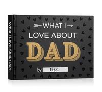 Miaikoe What I Love about Dad Book, Fill-in-the-Blank Love Journal Book for Dad Father's Day Birthday Christmas Gifts Stocking Stuffer for Father (Black)