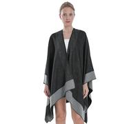 Miaikvs Women Poncho Reversible Oversized Open Front Cardigans Blanket Rhinestone Shawls Wraps for Ladies (UK, Alpha, One Size, Regular, Regular, Black)