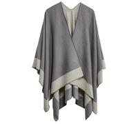 Miaikvs Women Poncho Reversible Oversized Open Front Cardigans Blanket Rhinestone Shawls Wraps for Ladies (Grey)