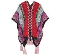 Miaikvs Women's Colorful Stripe Vintage Ethnic Style Poncho Women's Shawl Coat Knit Shawl Wrap Open Front Cardigans for Women(Red 1)