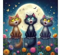 Miairivy Cute Cat Diamond Art Kits for Adults, Flowers Diamond Painting Sets for Beginners, DIY 5D Full Drill Gem Art Painting Crafts for Home Wall Decor 12x16 inches