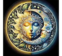 Miairivy Sun Diamond Art Kits for Adults, Moon Diamond Painting Sets for Beginners, DIY 5D Full Drill Gem Art Painting Crafts for Home Wall Decor 12x16 inches