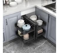 MiaJJooLi Blind Corner Cabinet Pull Out Organizer,Extendable Pull-Out Shelf with 4 Adjustable Baskets,Left Open and Right Open Storage Rack Kitchen for Corner Cupboards