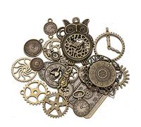 MiaLover 40pcs Antique Steampunk Gear Set Metal Gear Pendant Steampunk Gear Bracelet Watch Retro Charms for Handmade Accessories Decoration, Diverse misure, fino a 5 cm, Antique Bronze