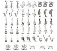 MiaLover 51 Pieces Retro Music Pendant Jewellery Handmade Jewellery Accessories Sheet Music Metal Pendant Guitar Musical Instruments Charm for Music Lovers DIY Jewellery Crafts Bracelet Necklace