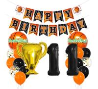 MiaLover basketball theme 11th birthday decoration set number 11 balloon 11 year birthday decoration happy birthday banner basketball foil balloon balloon cake decoration for party decoration