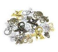 MiaLover Pack of 20 Antique Steampunk Dragon Metal Pendant Gear Flying Dragon Charms Retro Jewellery for Handmade Accessories DIY Decorations Jewellery Crafts (Three Colours), Cyan,Silver