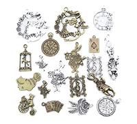 MiaLover Pack of 20 Antique Steampunk Gears Metal Pendant Charms Watch Rabbit Poker Skull Jewellery for Gifts Making Handmade Accessories DIY Decorations Jewellery Crafts (Mix), Stainless Steel