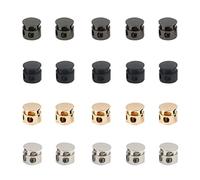 MiaLover Pack of 20 Metal Cord Ends Set with 2 Hole Cord Clamp for Lanyard, Clothing, Backpack, Sportwear - 4 Colours, 13x5mm