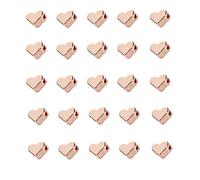 MiaLover Pack of 25 Heart Beads Metal 6 mm Beads Craft for Bracelet Necklace Jewellery Making DIY Fashion Jewellery Crafts Pendant Beads (Rose Gold)