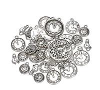 MiaLover Pack of 40 Antique Steampunk Gears Metal Pendant Gear Steampunk Watch Gear Charms Retro Jewellery for Handmade Accessories DIY Decorations Jewellery Crafts (Antique Silver)