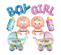 MiaLover Pack of 8 Gender Reveal Party Decoration Boy or Girl Party Decoration Boy Girl Baby Bottle Five-pointed Star Aluminium Balloon for Wedding Announcement of a Pregnancy Gender