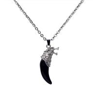 MiaLover Wolf Tooth Necklace in Stainless Steel and Resin Bruce Lee Wolf Tooth Ethnic for Women and Men Children and Fans,Black