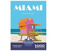 Miami 1 Travel Puzzle 1000 Pieces, Romantic City Break Scene, Decorative Artwork, Thick Cardboard Pieces, Birthday Gift for Home Décor Fans, 70x50cm/1000pcs