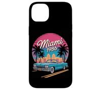 Miami 1986 Retro Convertible Car Beach Sunset Case for iPhone 14 Plus