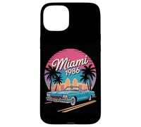 Miami 1986 Retro Convertible Car Beach Sunset Case for iPhone 15 Plus