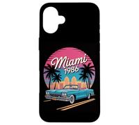 Miami 1986 Retro Convertible Car Beach Sunset Case for iPhone 16 Plus