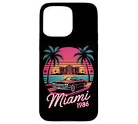 Miami 1986 Retro Convertible Car Ocean Sunset Case for iPhone 15 Pro Max