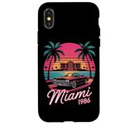 Miami 1986 Retro Convertible Car Ocean Sunset Case for iPhone X/XS