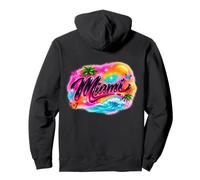 Miami Airbrush Tropical Sunset Butterflies Beach Art Pullover Hoodie