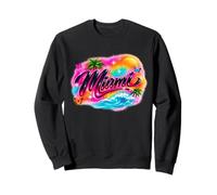 Miami Airbrush Tropical Sunset Butterflies Beach Art Sweatshirt