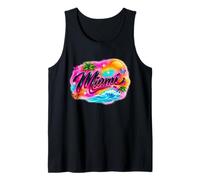 Miami Airbrush Tropical Sunset Butterflies Beach Art Tank Top
