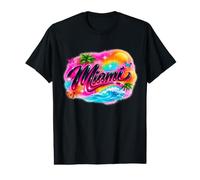Miami Airbrush Tropical Sunset Butterflies Beach Art Value Graphic T-Shirt