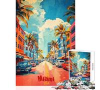 Miami Art Poster 1000 Piece Jigsaw Puzzles for Adults Improve Overall Mental Performance Mindful Soothing Leisure Game (38x52cm)