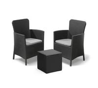 Keter Miami Balcony plus Vigo Graphite Bistro Set, Grey