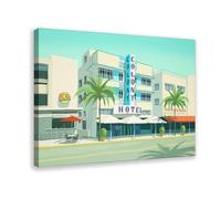 Miami Beach Colony Hotel Retro Canvas Poster Wall Art Print Picture Paintings 12x18inch(30x45cm)