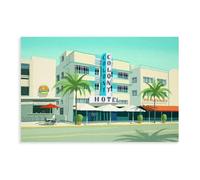 Miami Beach Colony Hotel Retro Canvas Poster Wall Art Print Picture Paintings 12x18inch(30x45cm)