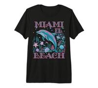 Miami Beach FL Dolphin Colorful Beach Souvenir Premium T-Shirt