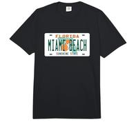 Miami Beach Florida License Plate Comfort Colors Adult Heavyweight T-Shirt