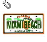 Miami Beach Florida License Plate Dual Layer MDF Magnet 2" x 4.5"