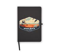 Miami Beach Florida Travel Souvenir Notebook, Blank Pages, Faux Leather Cover, Planner, Journal, Workbook
