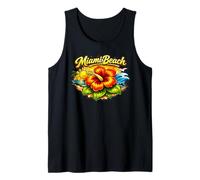 Miami Beach Florida Tropical Sunset Flower Design Tank Top